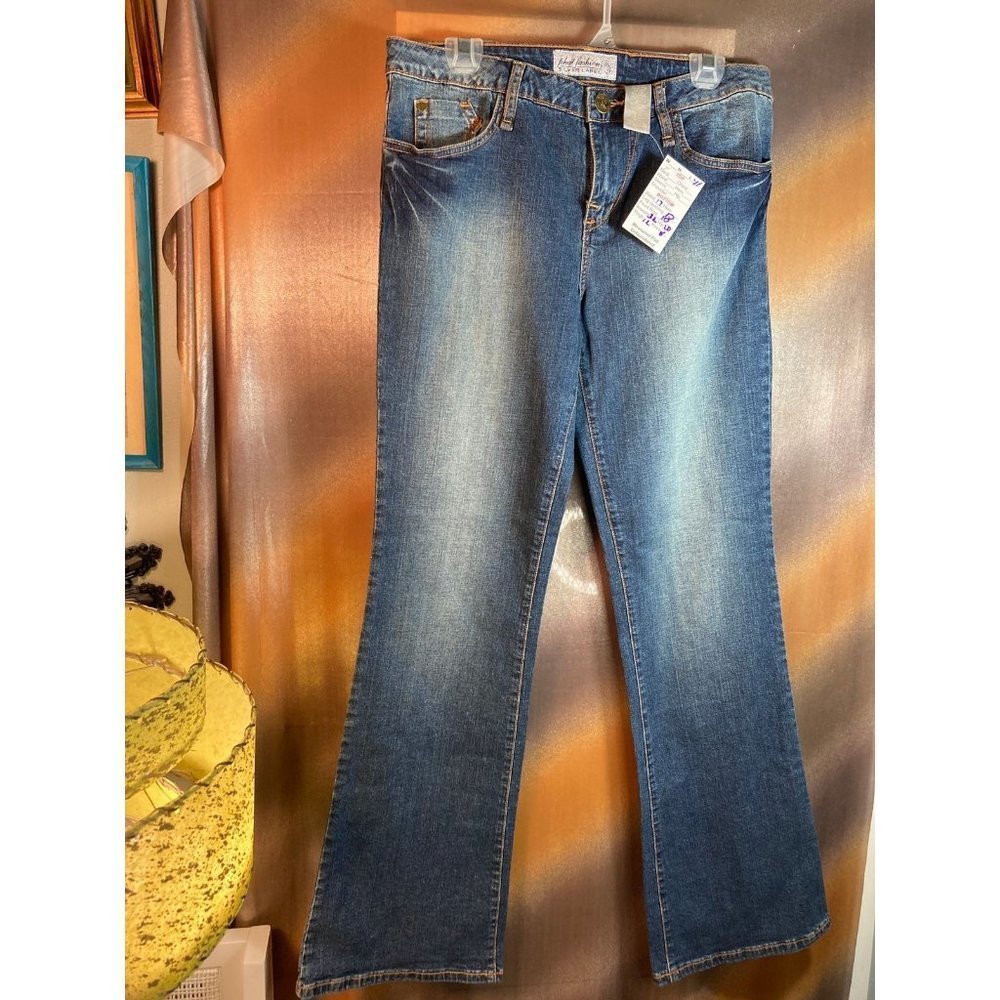 PHAT Farm Fashion Silver Stretch Bootcut Leg Denim Jean Mid Rise Blue Size 34 b5